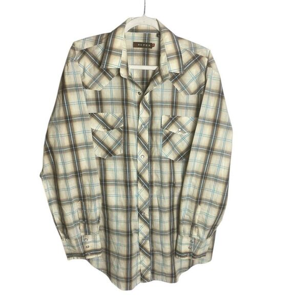 Roper Mens Multicolor Plaid Pearl Snap Button Long Sleeve Western Shirt XL - Picture 1 of 5